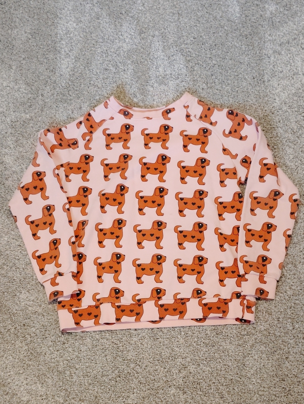 Hugo Loves Tiki Pink Sweatshirt with Brown Dog Print